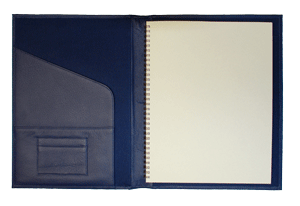 blue leather large spiral journal notebook